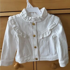 Janie and Jack Cream Ruffled Jean Jacket